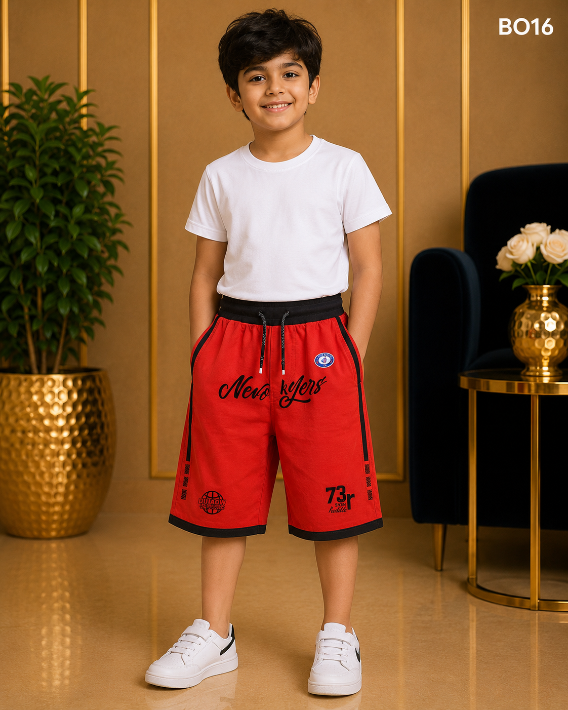 Premium Boys Soft Cotton Summer Casual Three-Quarter Shorts - BO16