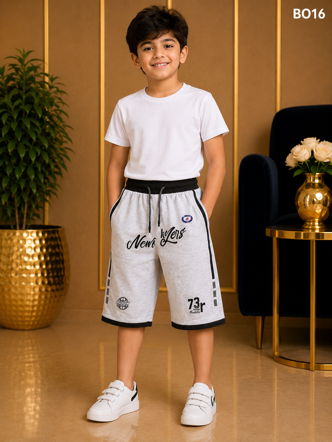 Premium Boys Soft Cotton Summer Casual Three-Quarter Shorts - BO16