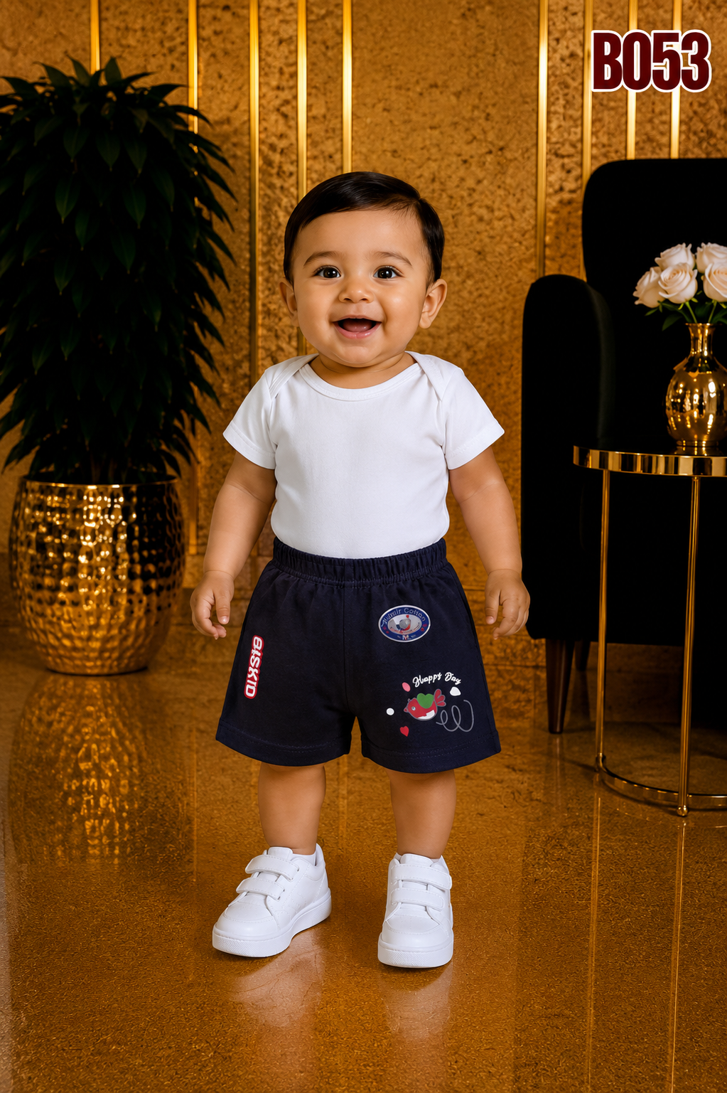 Baby Boys Printed Cotton Shorts-BO53