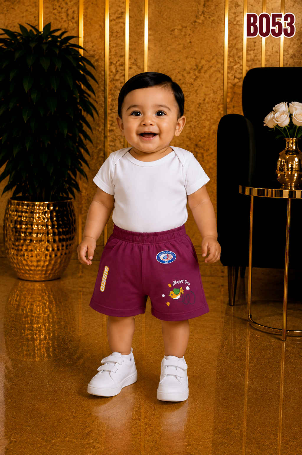 Baby Boys Printed Cotton Shorts-BO53