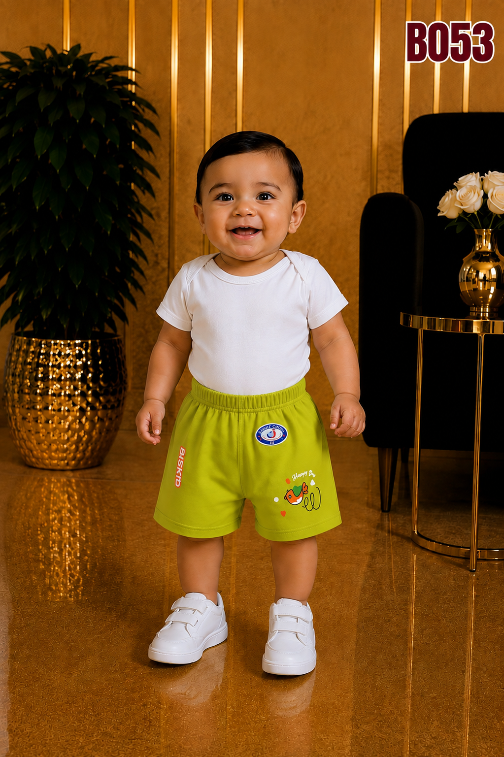 Baby Boys Printed Cotton Shorts-BO53