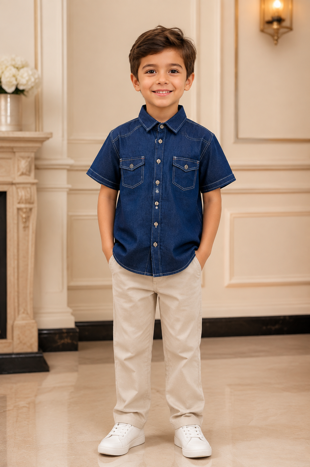 GATSBY Boys S/S Shirt _Tape A Loeil Navy