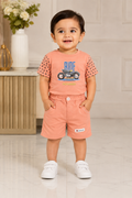 Little Rider Motorcycle Print T-Shirt & Shorts Set-BO58
