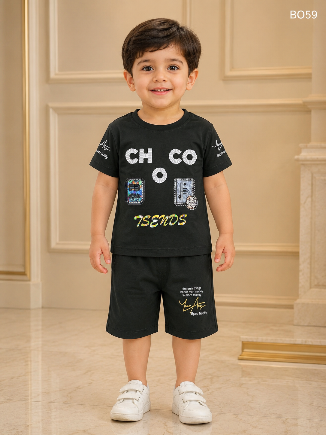 Boys Premium Graphic T-Shirt & Shorts Set-BO59