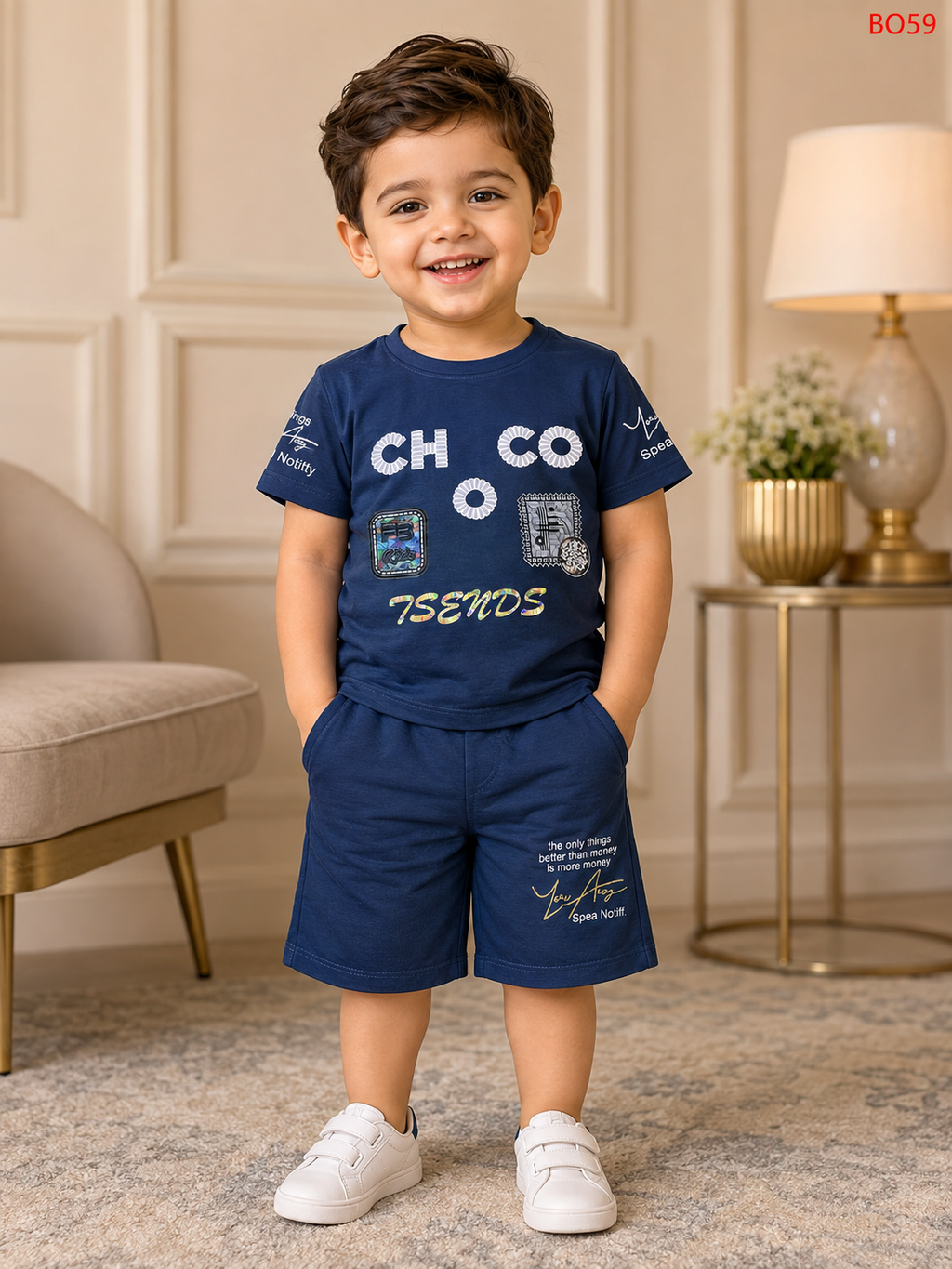 Boys Premium Graphic T-Shirt & Shorts Set-BO59