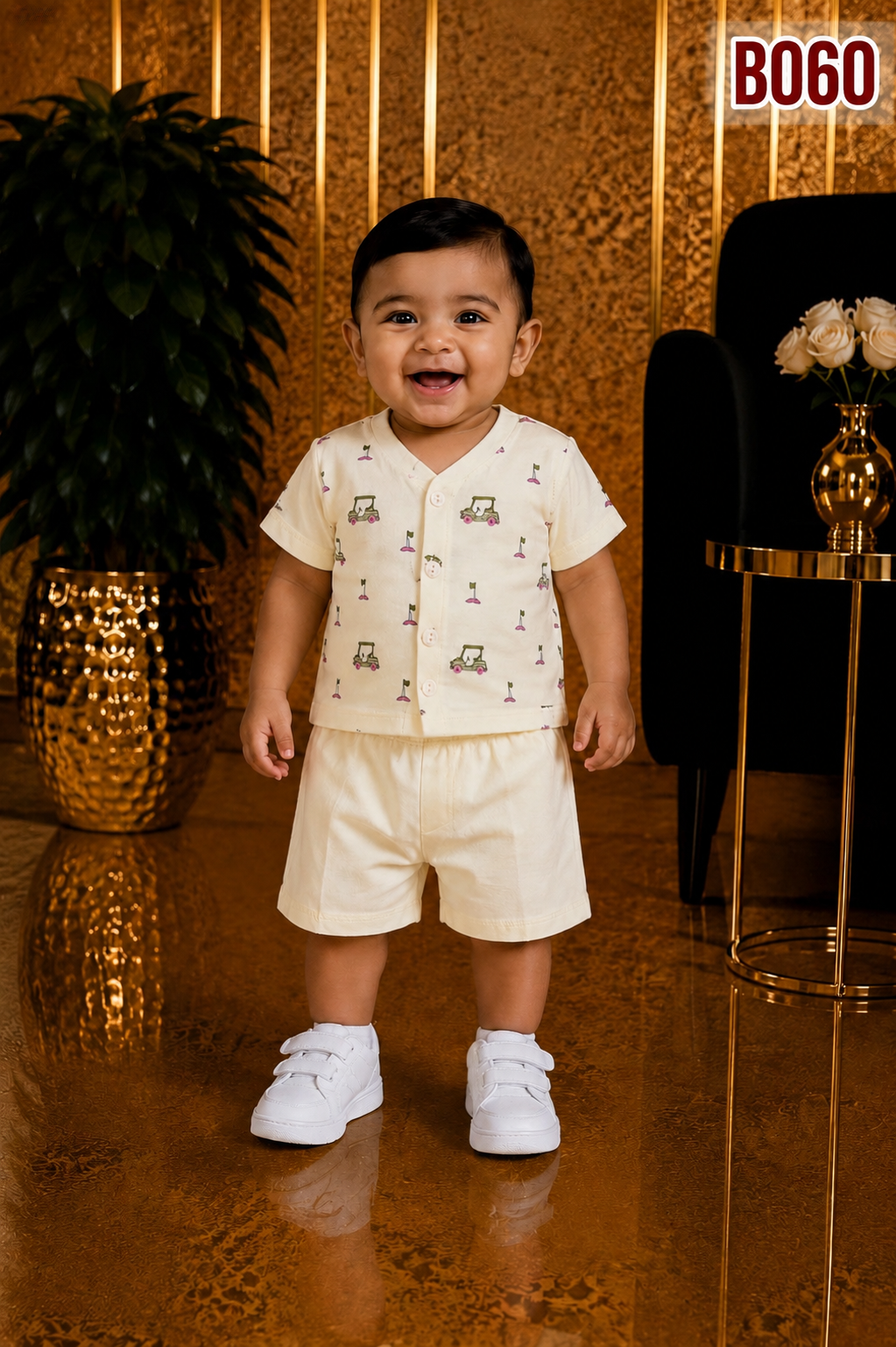 Baby Boys Golf Cart Print Shirt & Shorts Set- BO60
