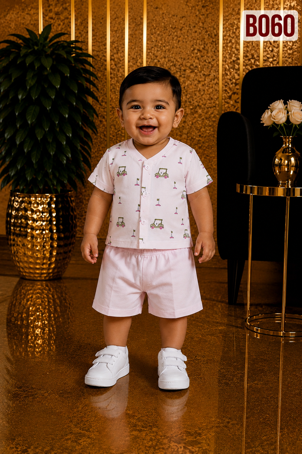 Baby Boys Golf Cart Print Shirt & Shorts Set- BO60