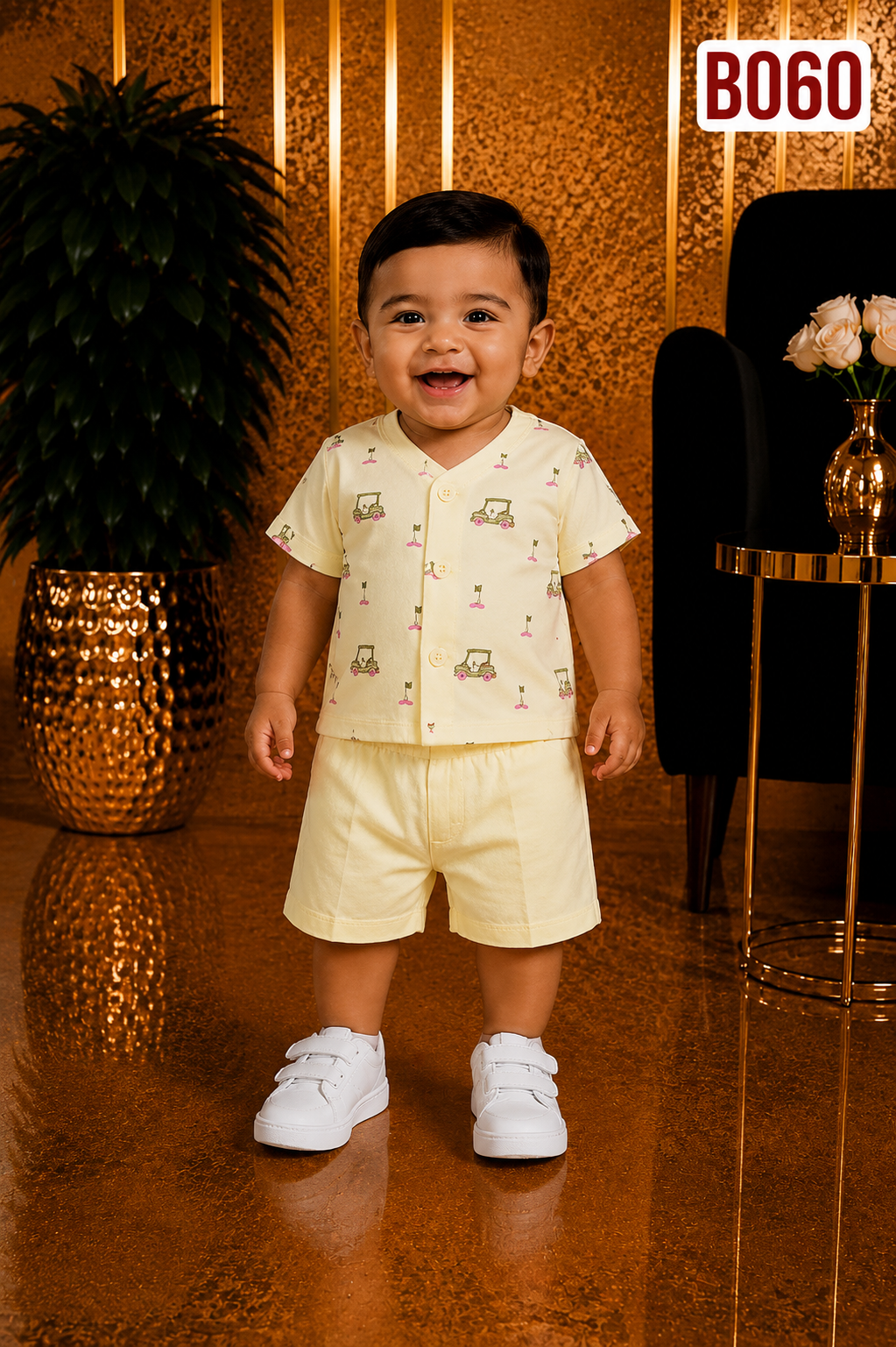 Baby Boys Golf Cart Print Shirt & Shorts Set- BO60