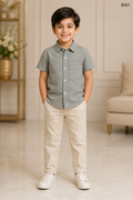 Boys Premium Sage Green Short Sleeve Shirt-BS01