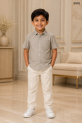 Boys Premium Stone Beige Short Sleeve Shirt-BS02