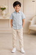 Boys Premium Ice Blue Short Sleeve Shirt-BS03