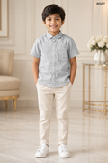 Boys Premium Silver Grey Short Sleeve Shirt-BS07