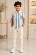 Boys Premium Pastel Stripe Short Sleeve Shirt-BS10