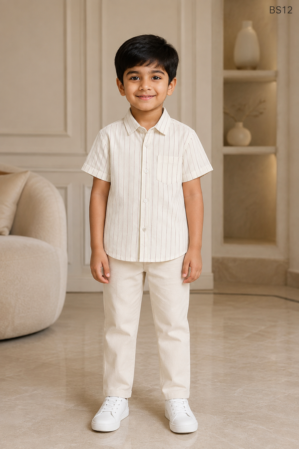 Boys Premium Stripe Short Sleeve Shirt-BS12