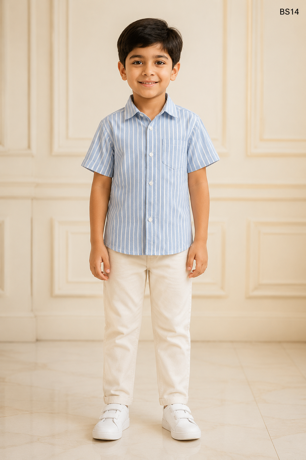 Boys Premium Stripe Short Sleeve Shirt-BS14