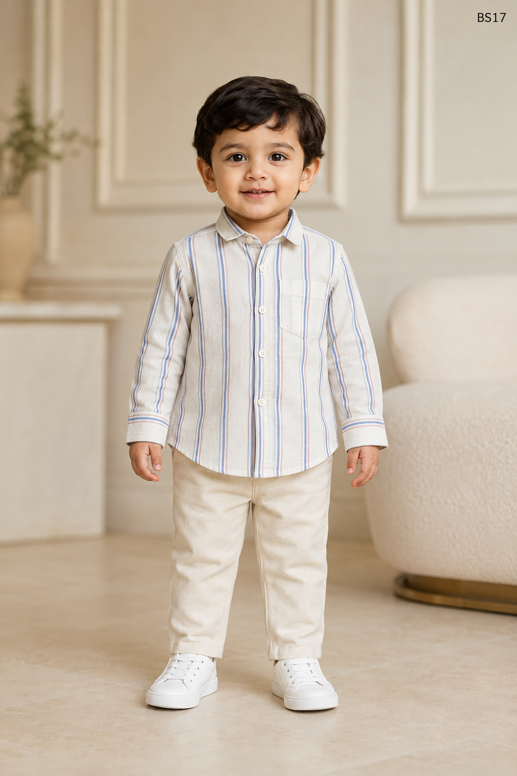 Boys Premium Pastel Stripe Full Sleeve Shirt-BS17