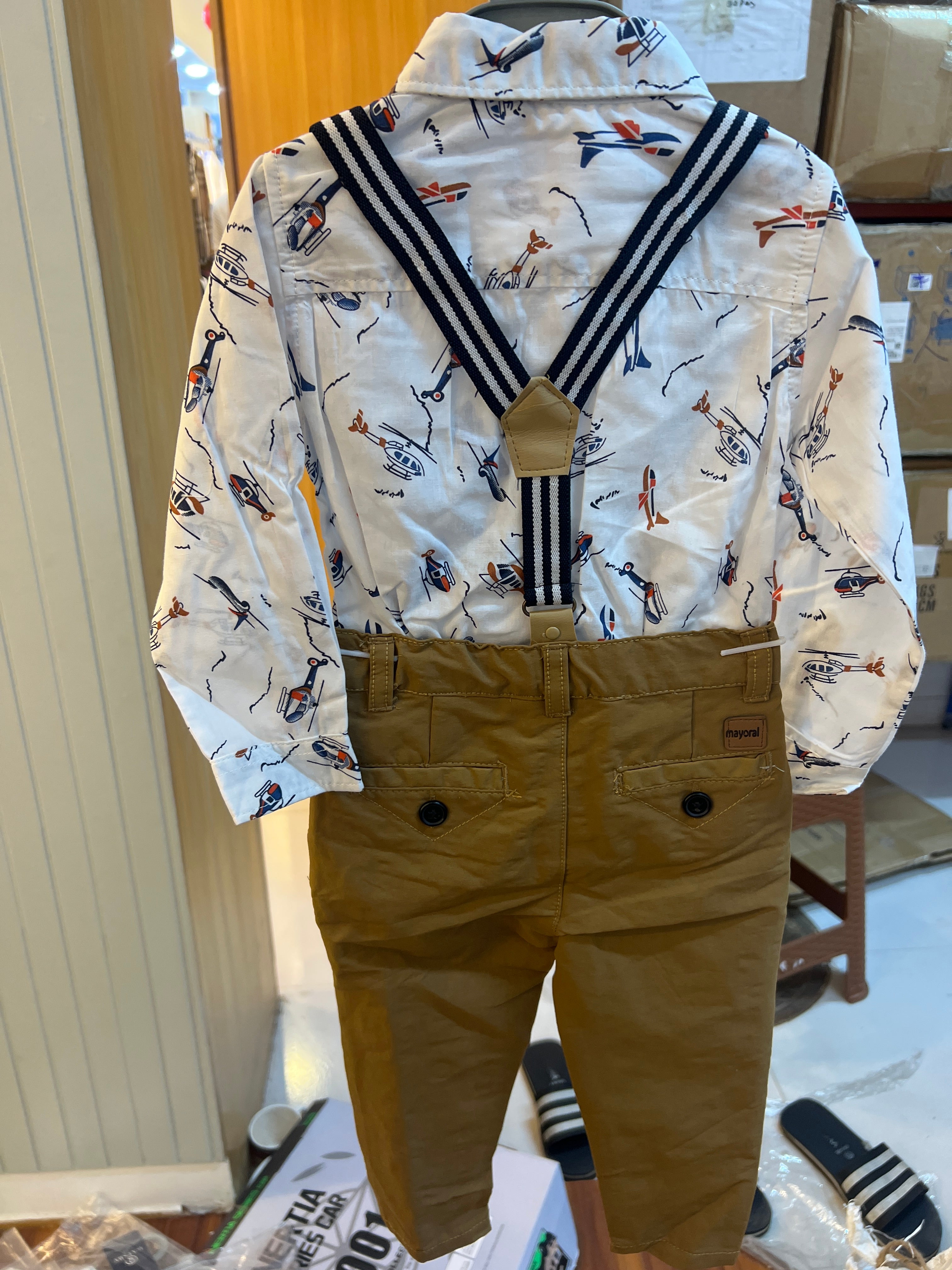 Baby Formal Suspender Set – Printed Shirt with Bow Tie MIXED-1 951