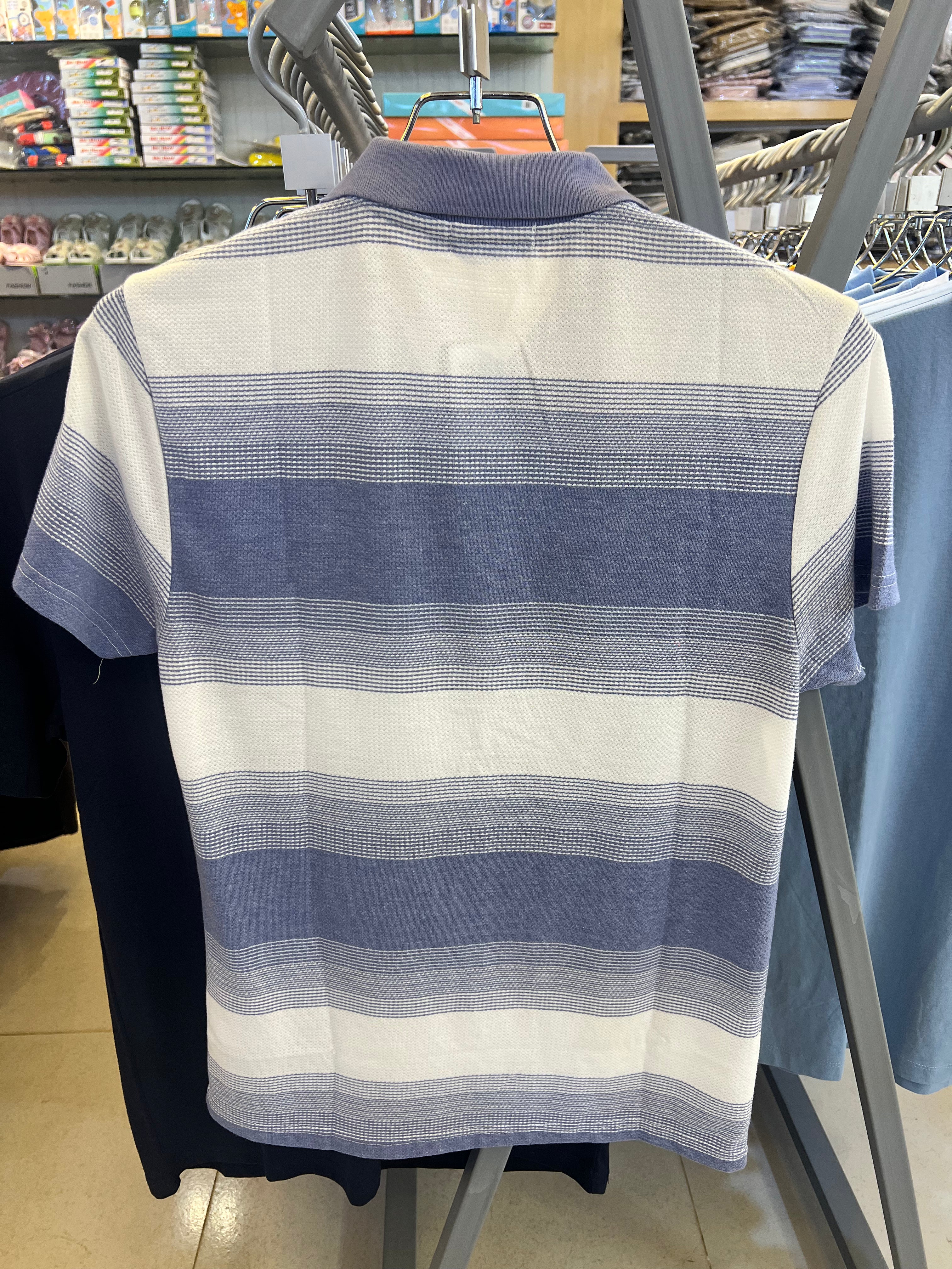 GATSBY Mans Polo T-SHIRT _ Cotton & Silk KE2615 Sky Print