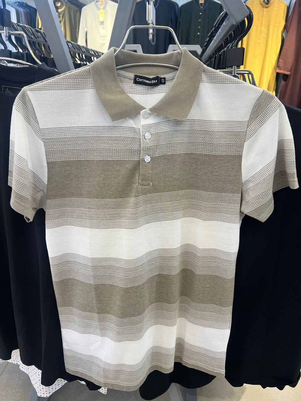 GATSBY Mans Polo T-SHIRT _ Cotton & Silk KE2616 Ash Print