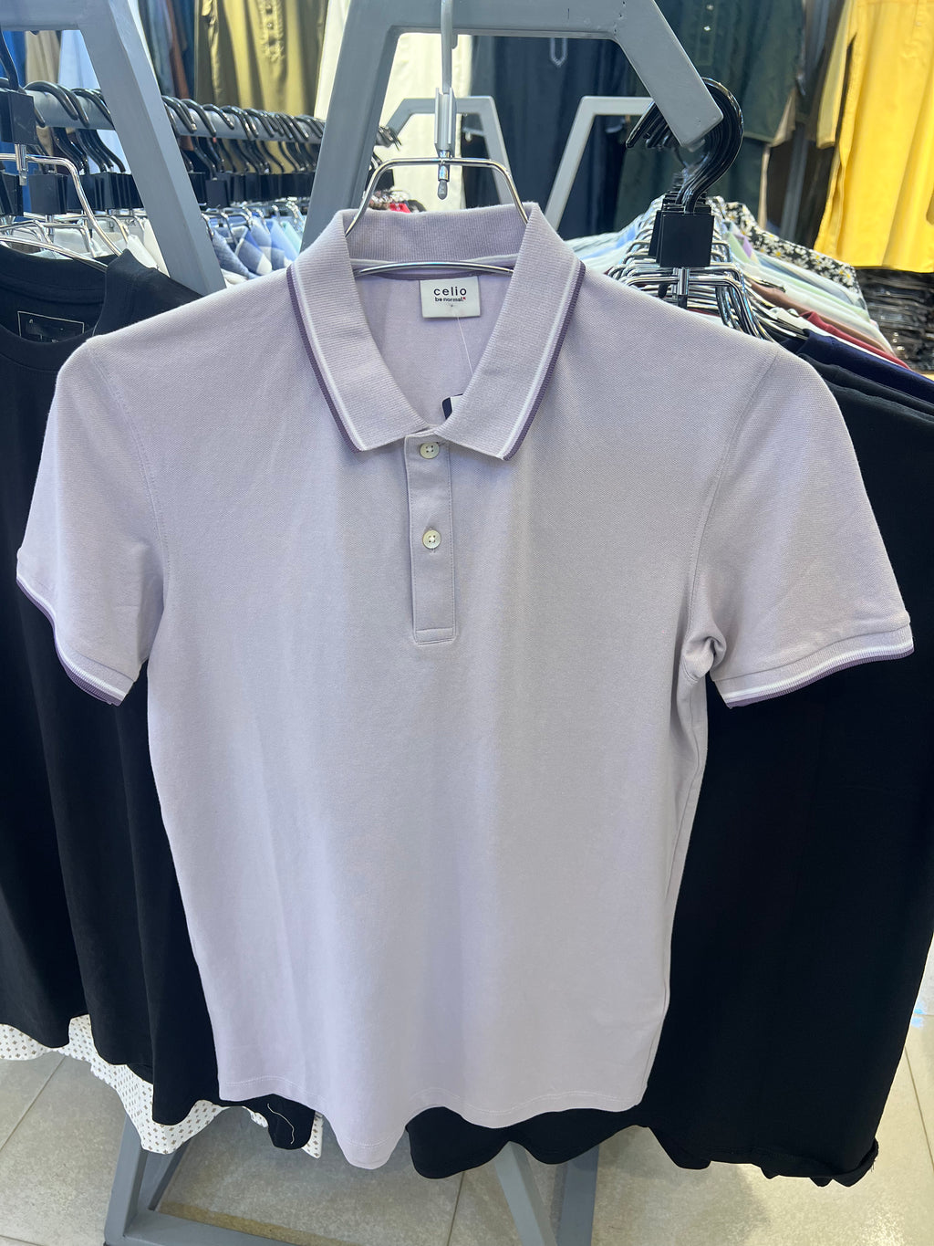 GATSBY Mens Polo T-shirt celio Light Lavender Pastel 4012