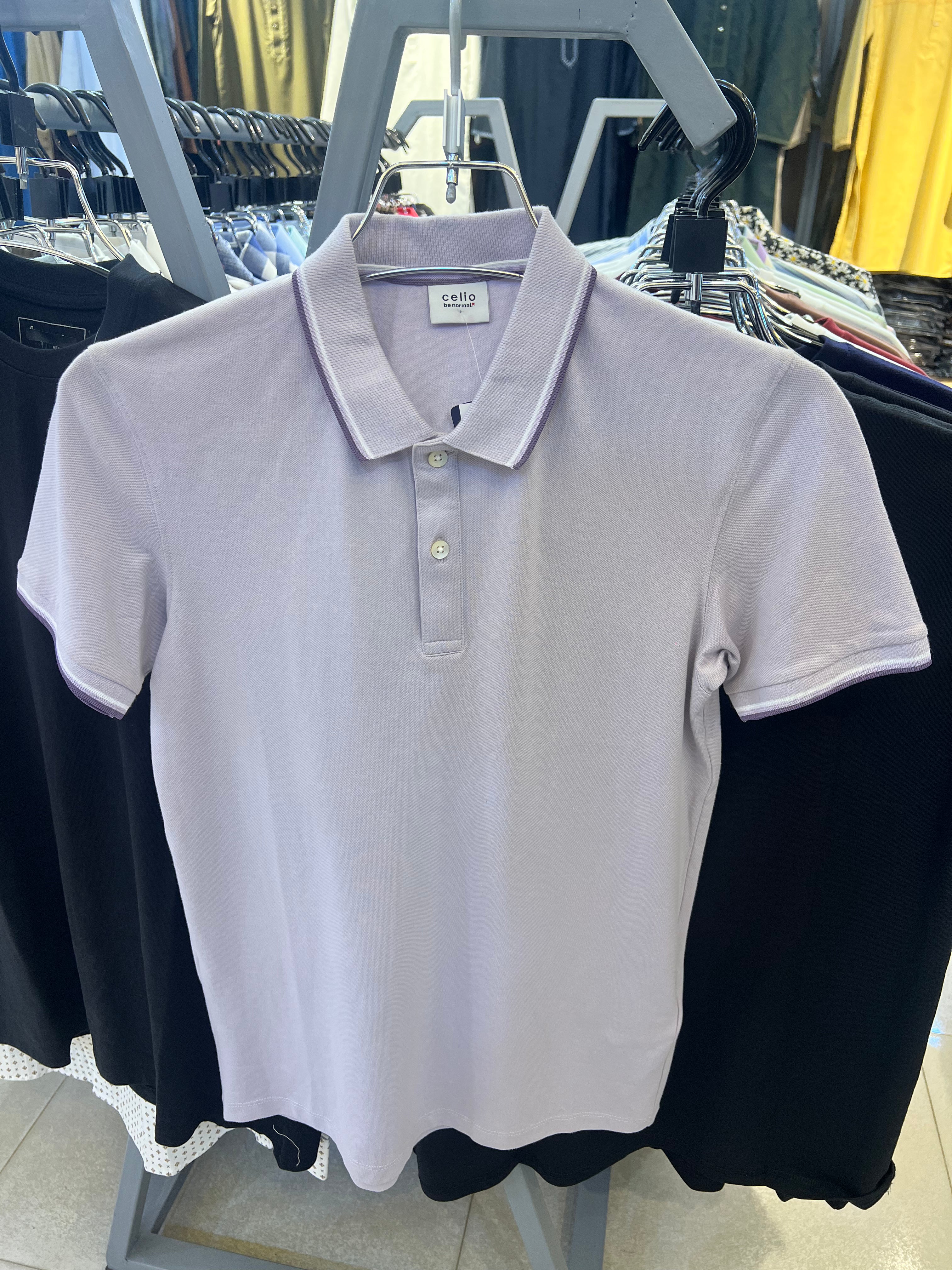 GATSBY Mens Polo T-shirt celio Light Lavender Pastel 4012
