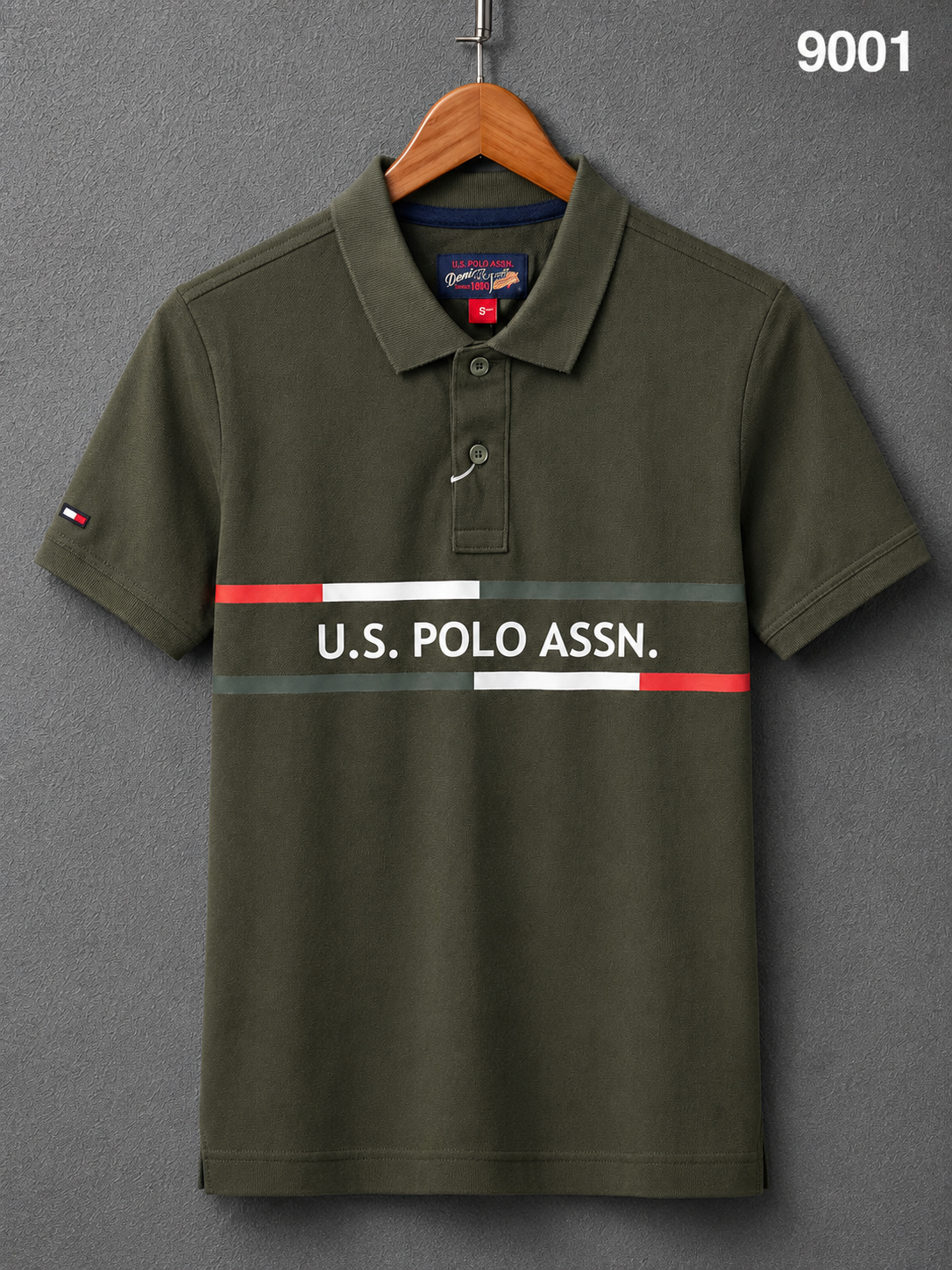 GATSBY Men’s Classic Stripe Polo Shirt olive 9001