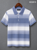 GATSBY Mans Polo T-SHIRT _ Cotton & Silk KE2615 Sky Print