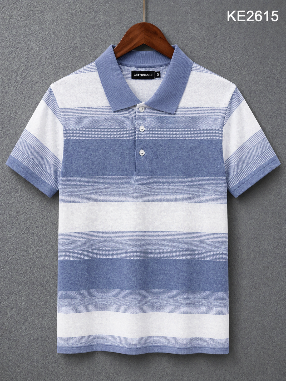 GATSBY Mans Polo T-SHIRT _ Cotton & Silk KE2615 Sky Print