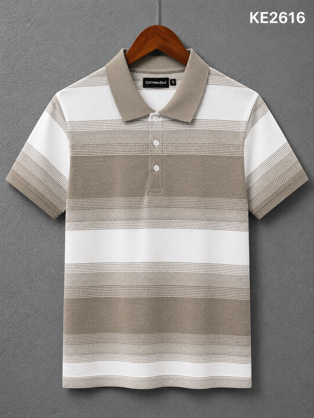 GATSBY Mans Polo T-SHIRT _ Cotton & Silk KE2616 Ash Print