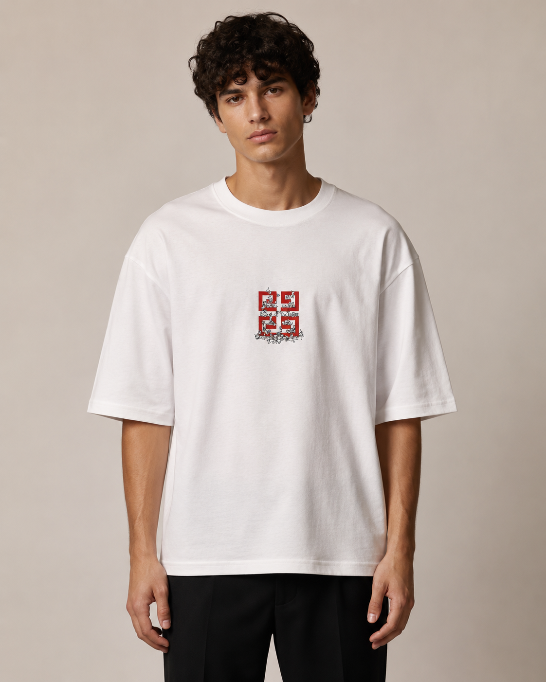 GATSBY Mens Oversized T-shirt _Givenchy G117 White