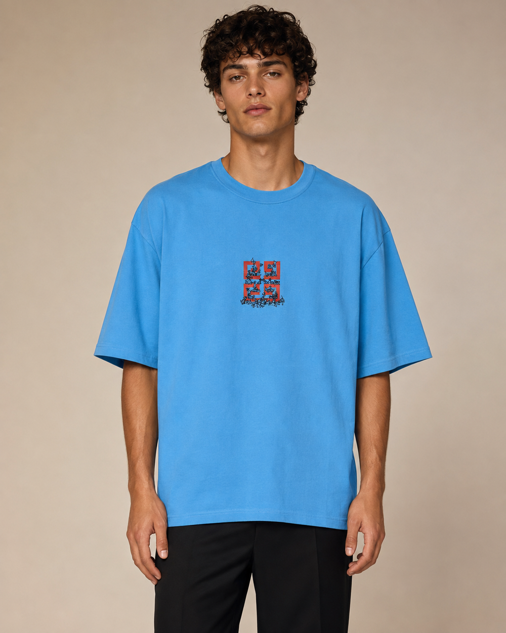 GATSBY Mens Oversized T-shirt _Givenchy G119 Blue