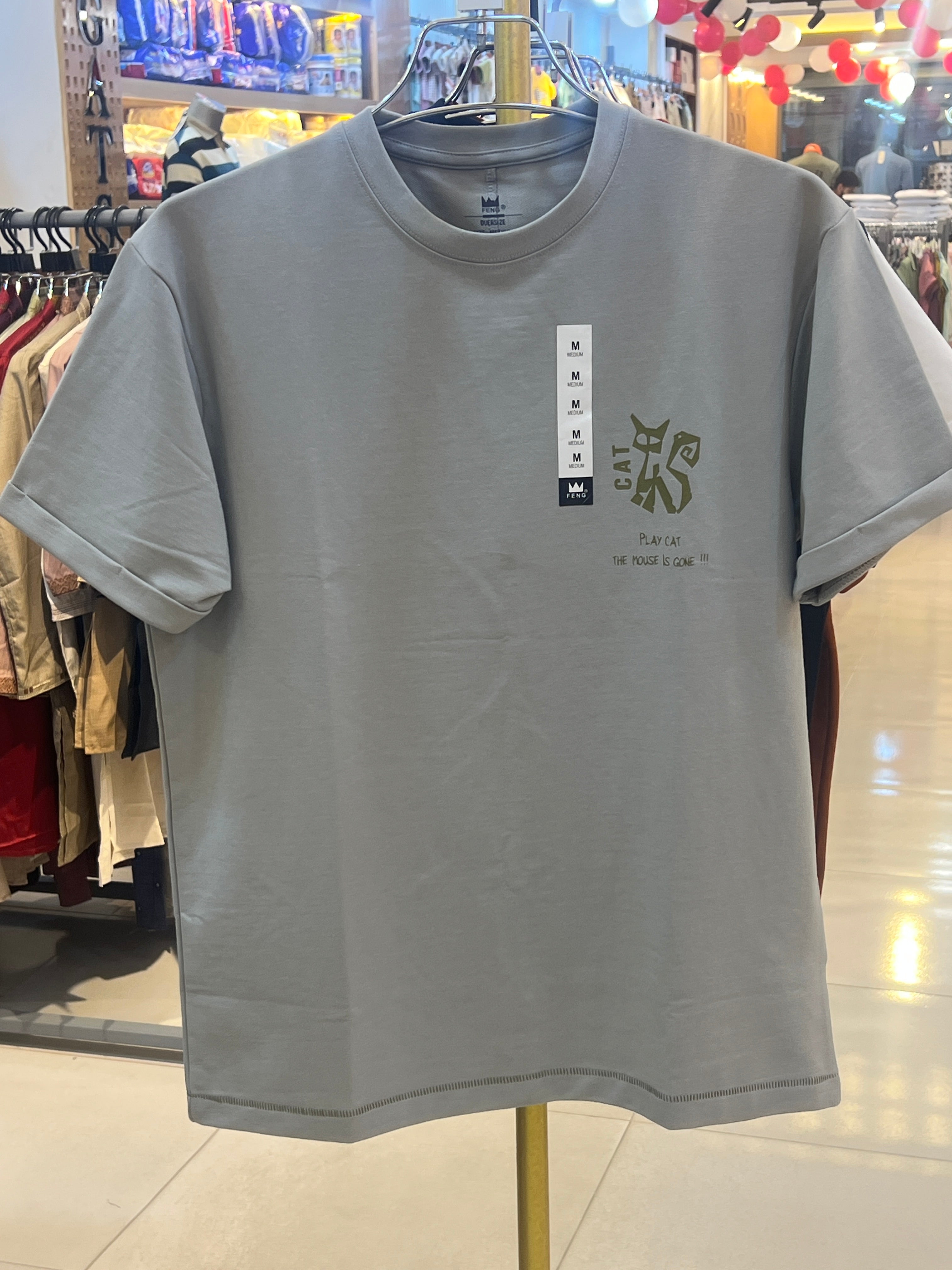 Gatsby Oversized T-Shirt for Men – Premium Stretch Cotton 1408 C - GRAY