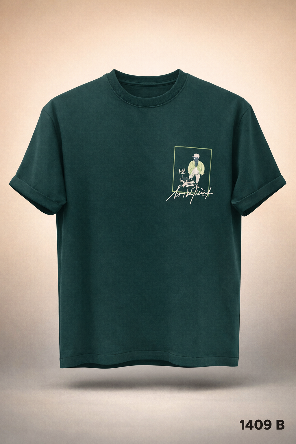 Gatsby Typography Printed T-Shirt for Men – Premium Cotton Regular Fit 1409 B-green