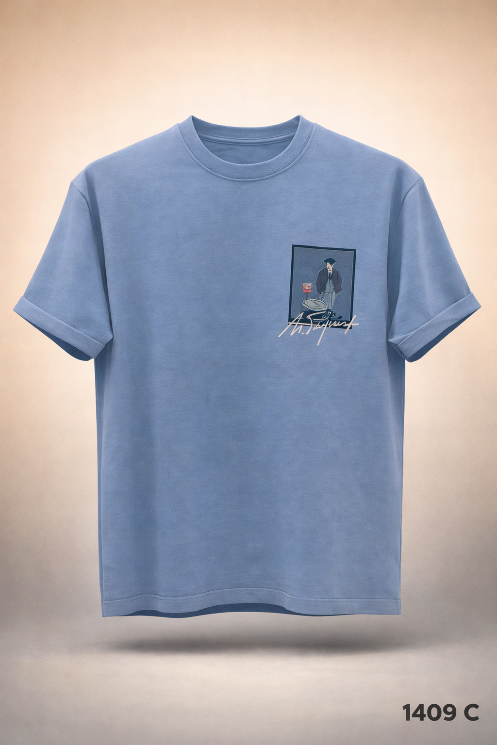 Gatsby Typography Printed T-Shirt for Men – Premium Cotton Regular Fit 1409 C- BABY BLUE