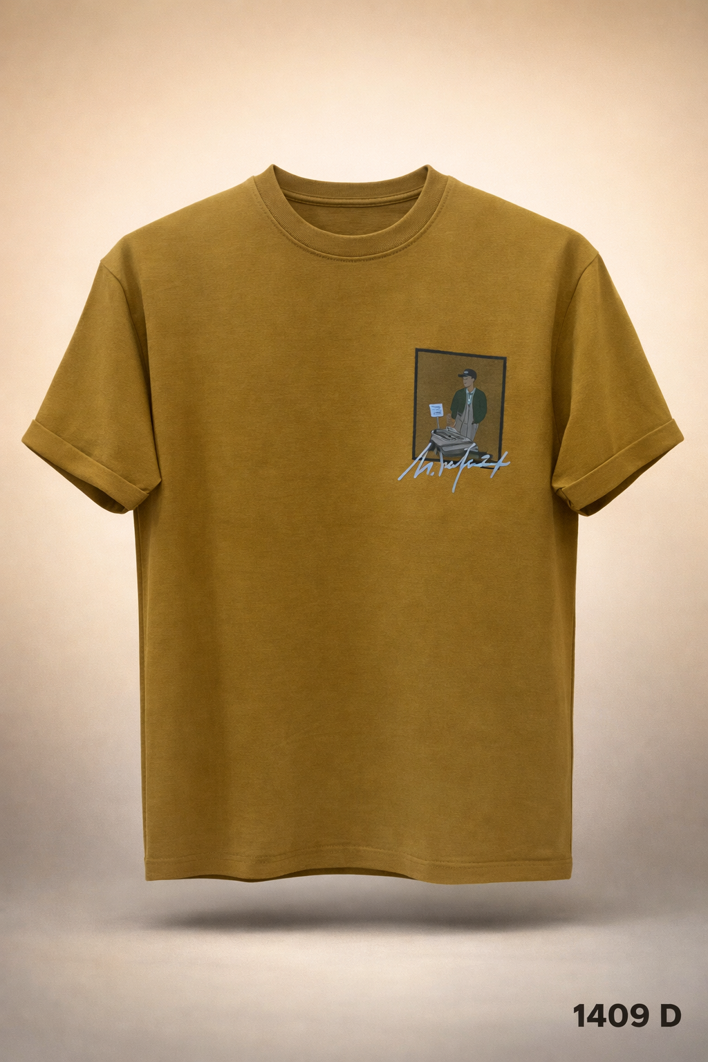 Gatsby Typography Printed T-Shirt for Men – Premium Cotton Regular Fit 1409 D- mustard