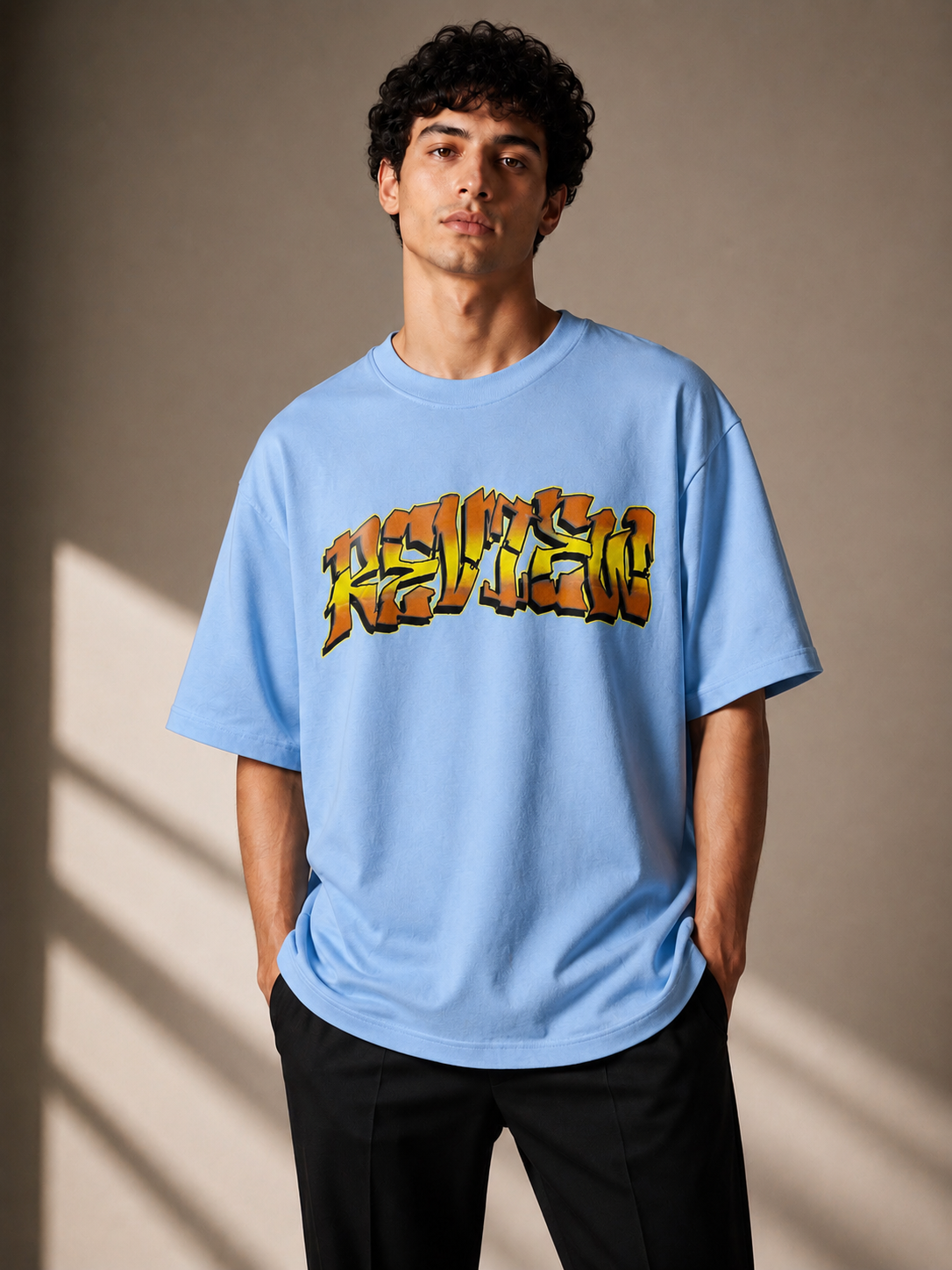GATSBY Mens Oversized T-shirt _Review G122 Sky