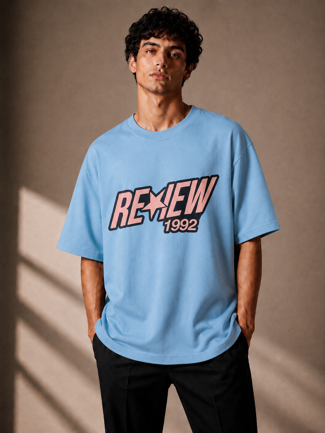 GATSBY Mens Oversized T-shirt _Review G125 Sky