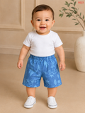 Kids Blue Floral Print Shorts-BS23