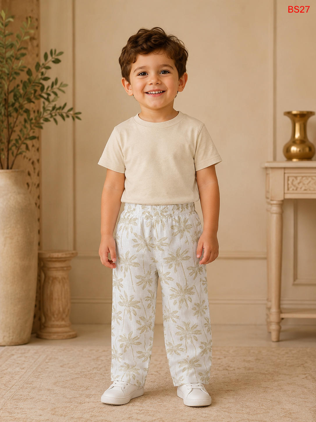 Kids Cartoon Print Wide Leg Pants-BS27