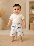 Kids Blue Floral Print Shorts-BS29