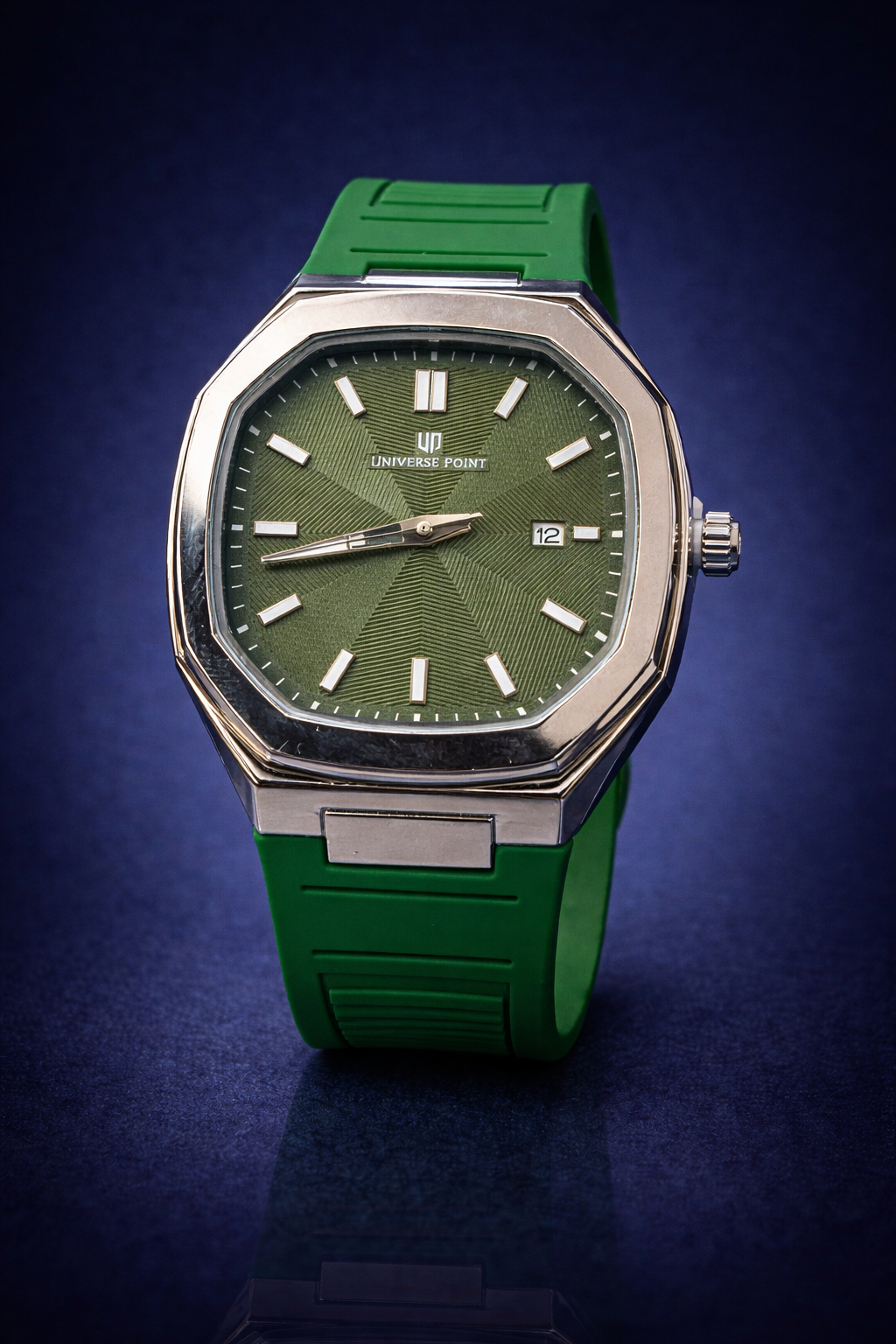 Universe Point Octagonal SILVER Case GREEN Dial Men’s Watch G02