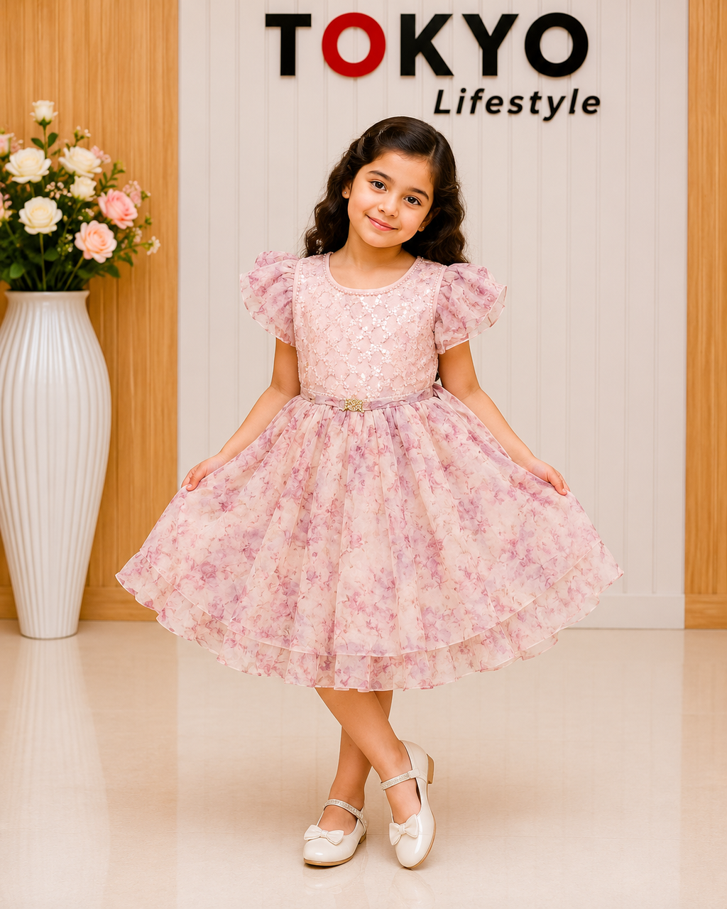 Baby Girls Elegant Embroidered Dress 261