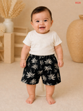 Kids Blue Floral Print Shorts-BS28