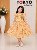 Girls Floral Embroidered Party Frock Dress with Flutter Sleeves.36.