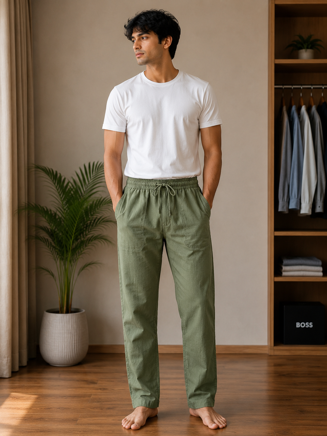 GATSBY Mens Summer Trouser _Next G135 Olive