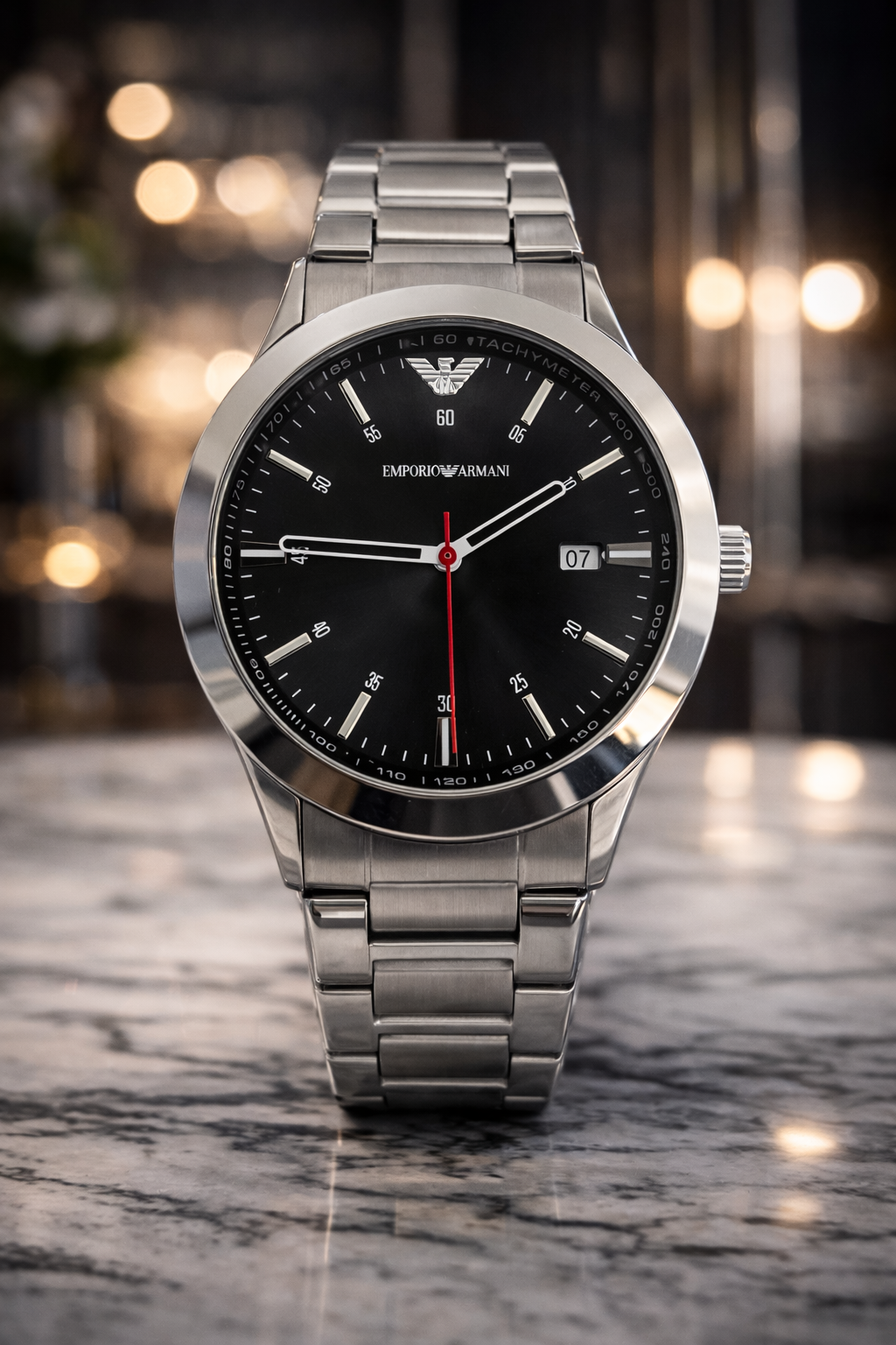 AE19 Emporio Armani Classic Steel Black Dial Quartz Watch