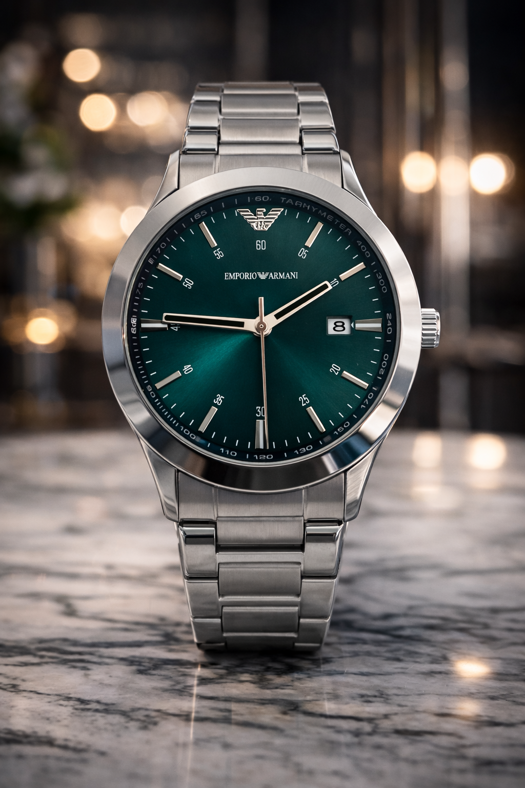 AS21 Emporio Armani Classic Steel Black Dial Quartz Watch