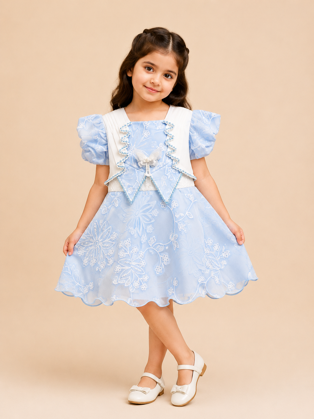 Baby Girls Elegant Embroidered Dress 257