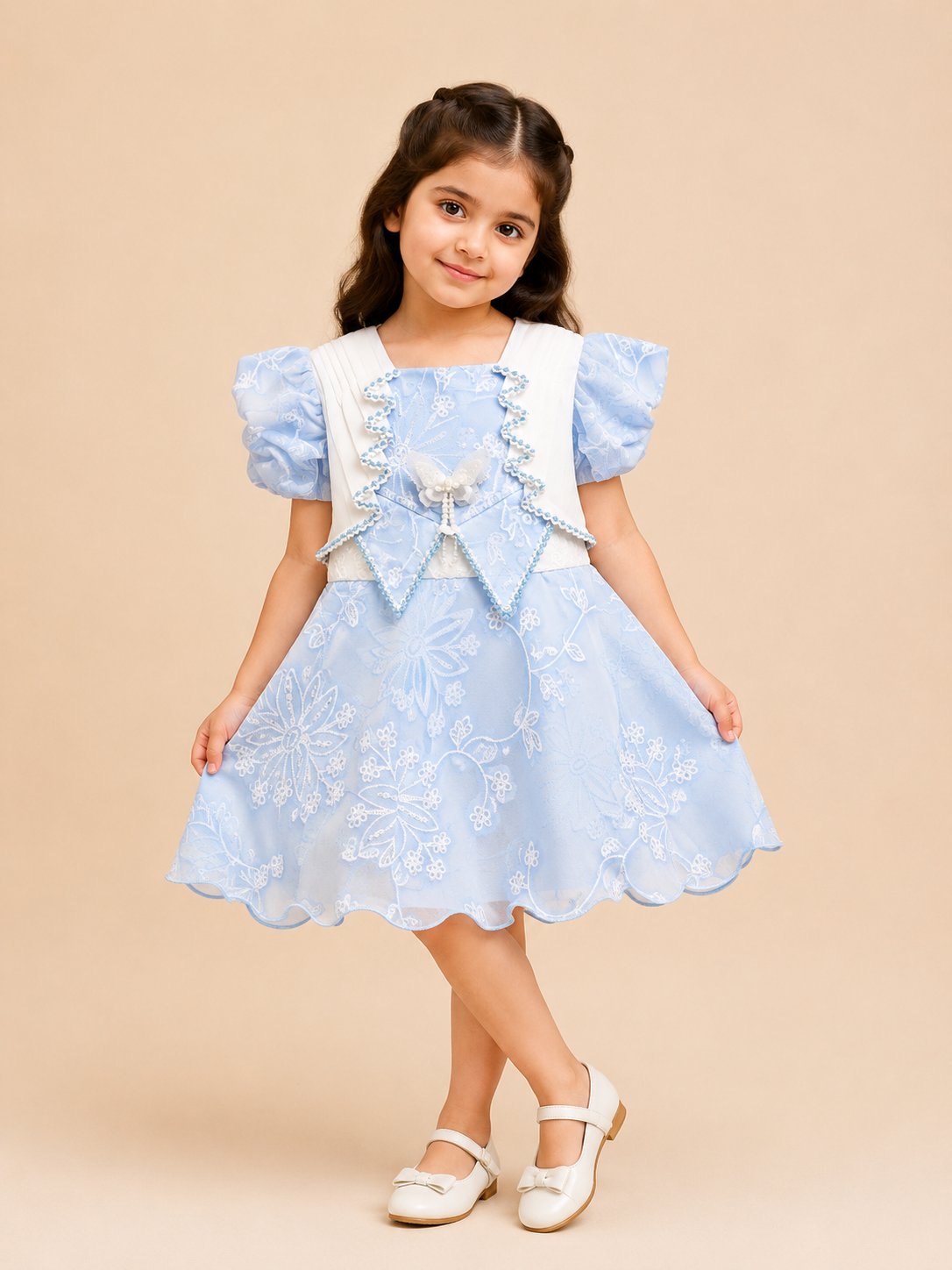 Baby Girls Elegant Embroidered Dress 257