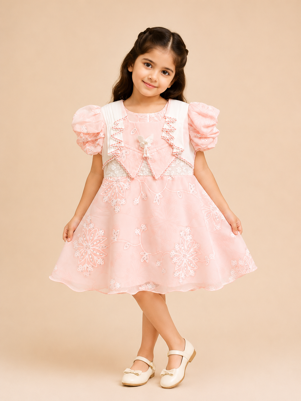 Baby Girls Elegant Embroidered Dress 257